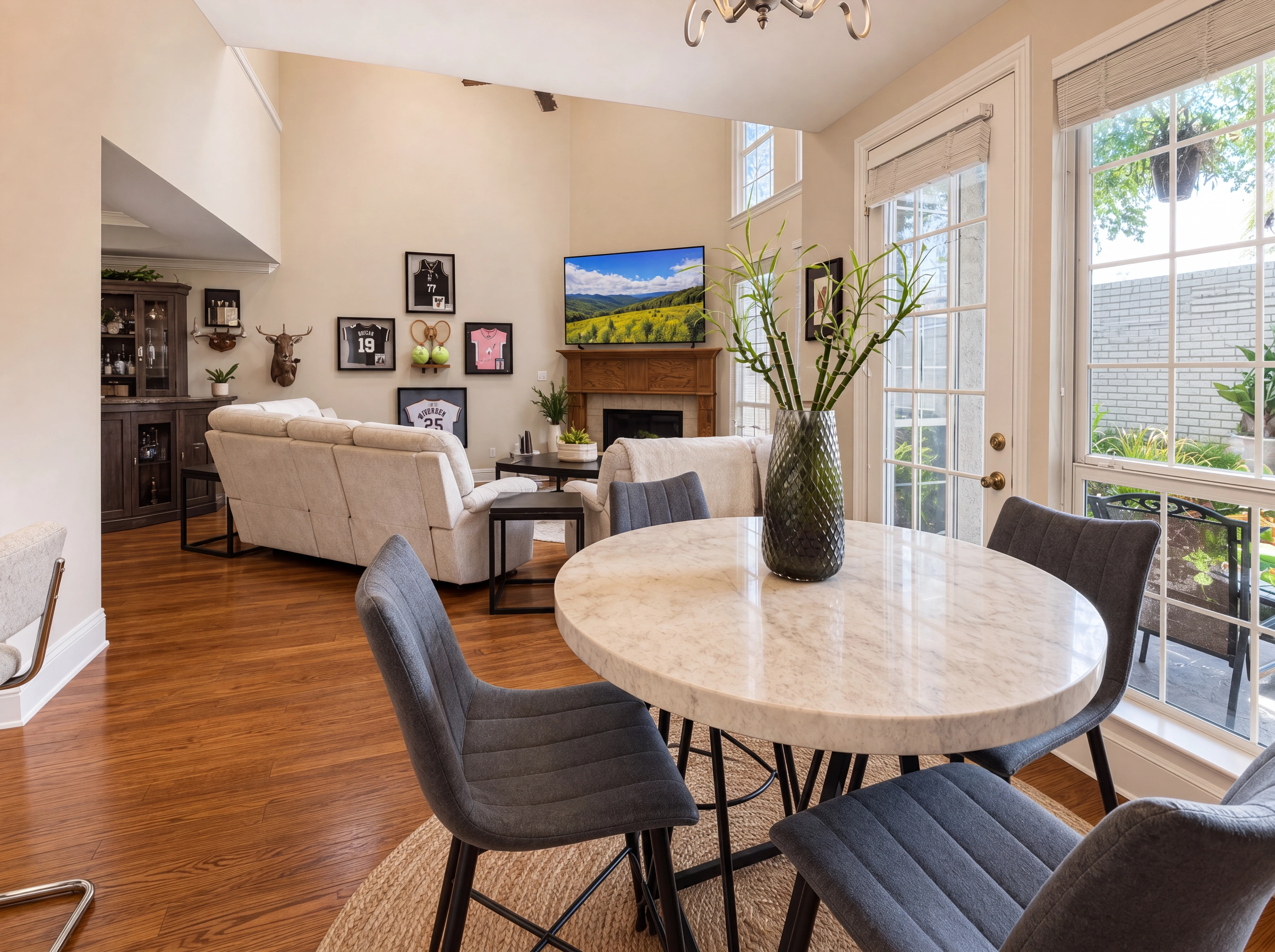 Dining beside kitchen and living