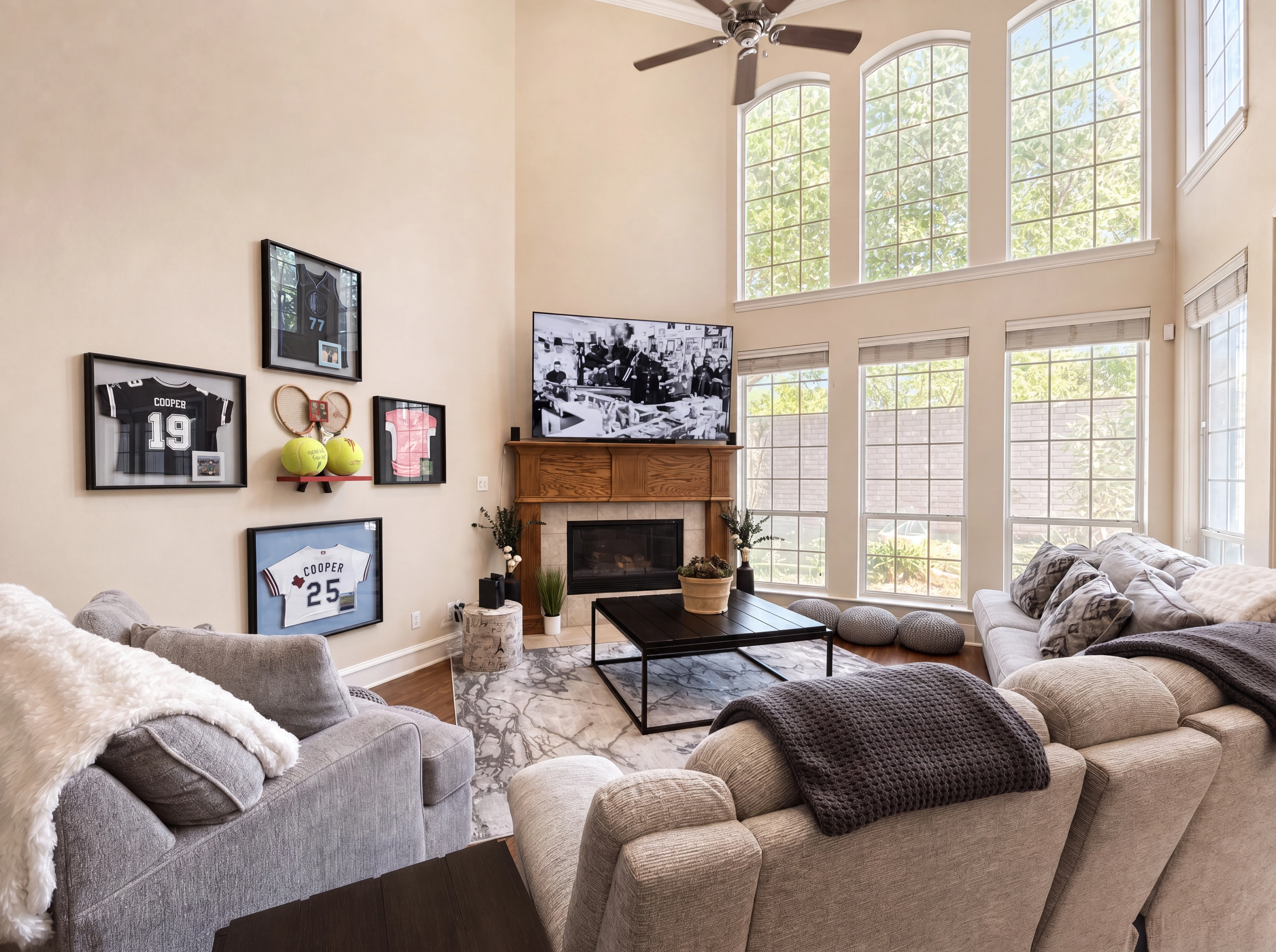 Living room with large windows