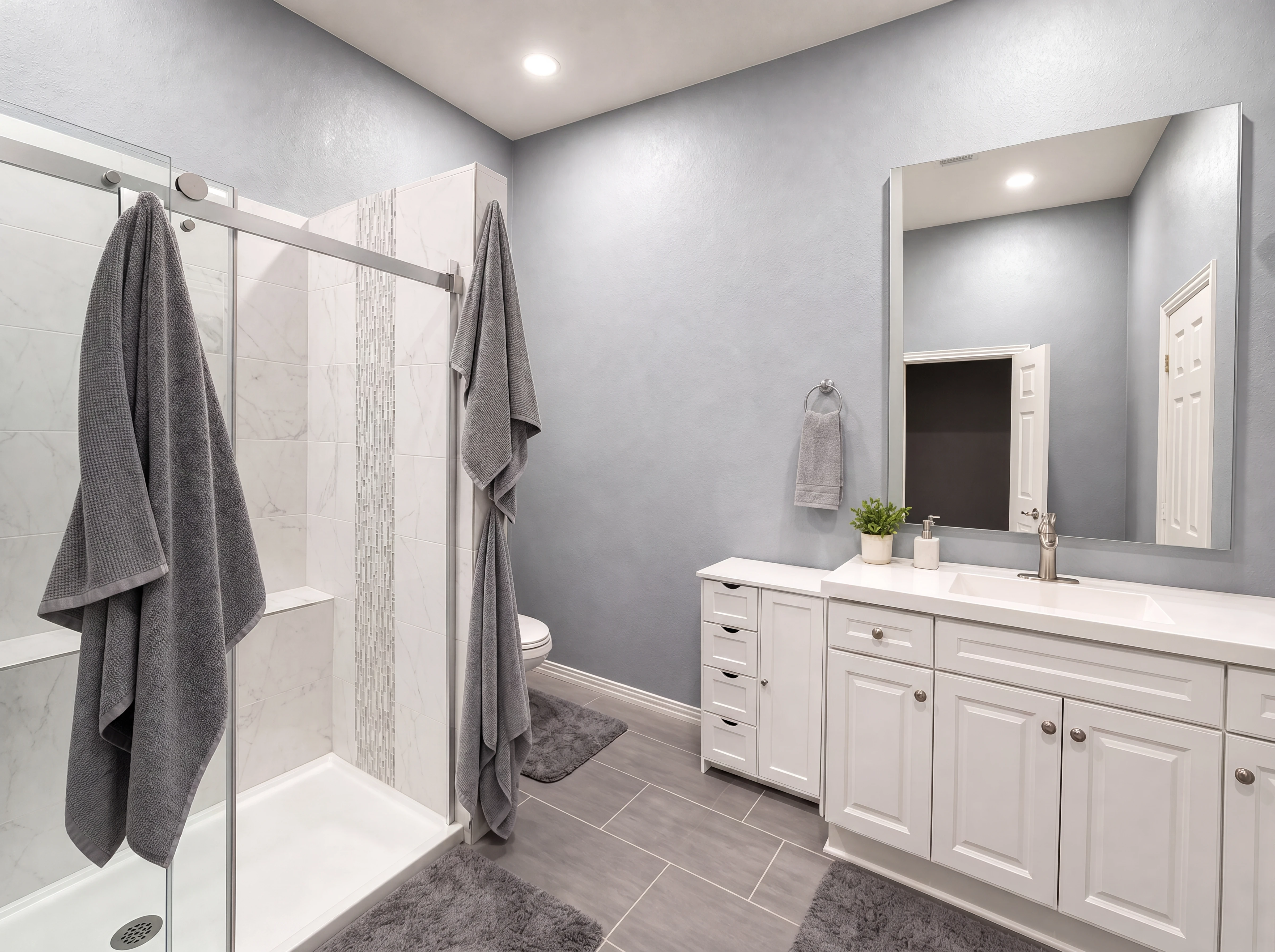 Primary bath with jetted tub and dual sinks